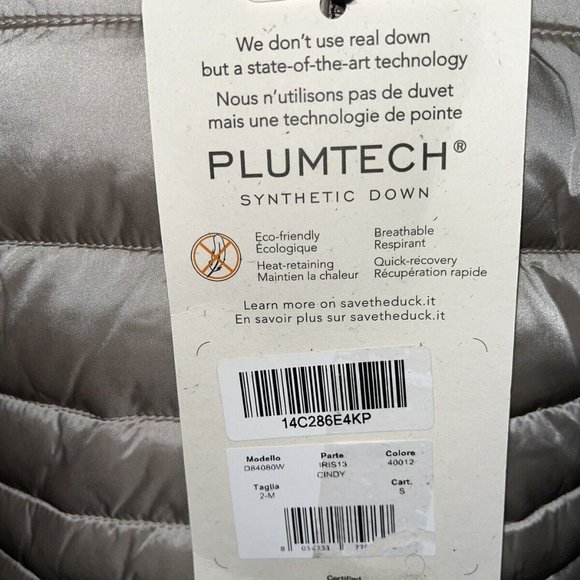 NEW Save The Duck Women M CINDY Puffer Vest Khaki Beige Thin Ultra Light NWT - Picture 10 of 11